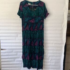 KC Spencer Women’s Short Sleeve Empire Waist Dress Size 10 Multicolor Boho Chic